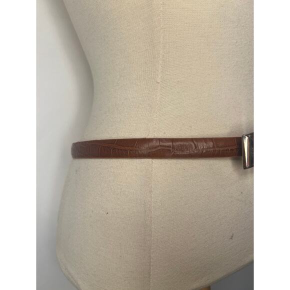 Women’s Kenneth Cole Croc Embossed Thin Leather Belt Medium Tan - Picture 4 of 8